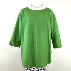 COS L/XL Minimalist Tunic Green Mixed Media 3/4 Sleeve